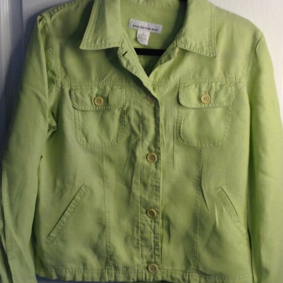 Jones NY Sport Shacket "M", Linen, Chartreuse Green, Avant Garde, Boho Vibes - Picture 1 of 4